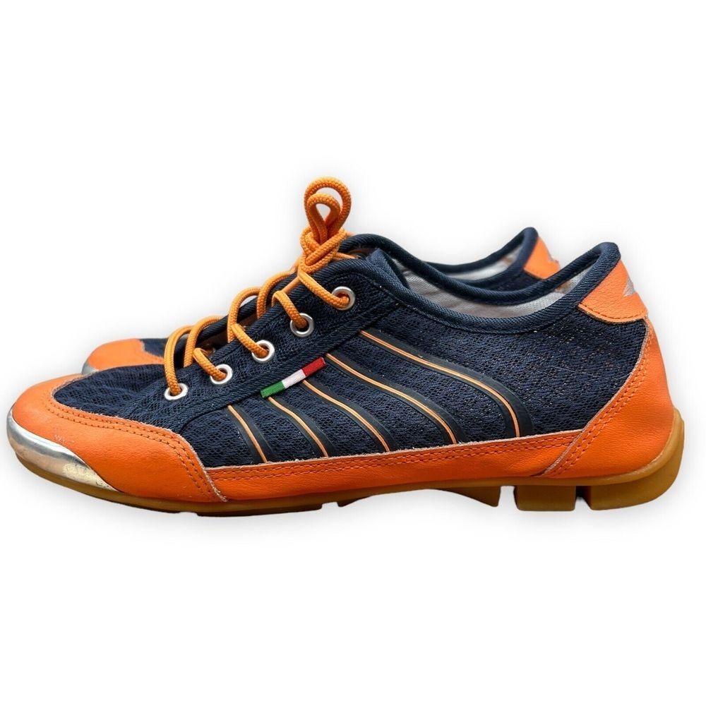 Fessura Sneakers Womens 6.5 - 7 Navy Blue Orange Mesh Leather Chrome Toe Italy